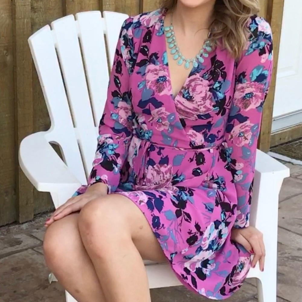 Leyden Floral Kimono Wrap Pink Floral Dress